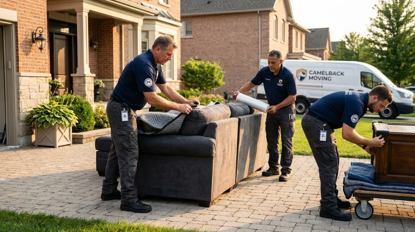 Large estate moving crew wrapping furniture in Anaheim, CA